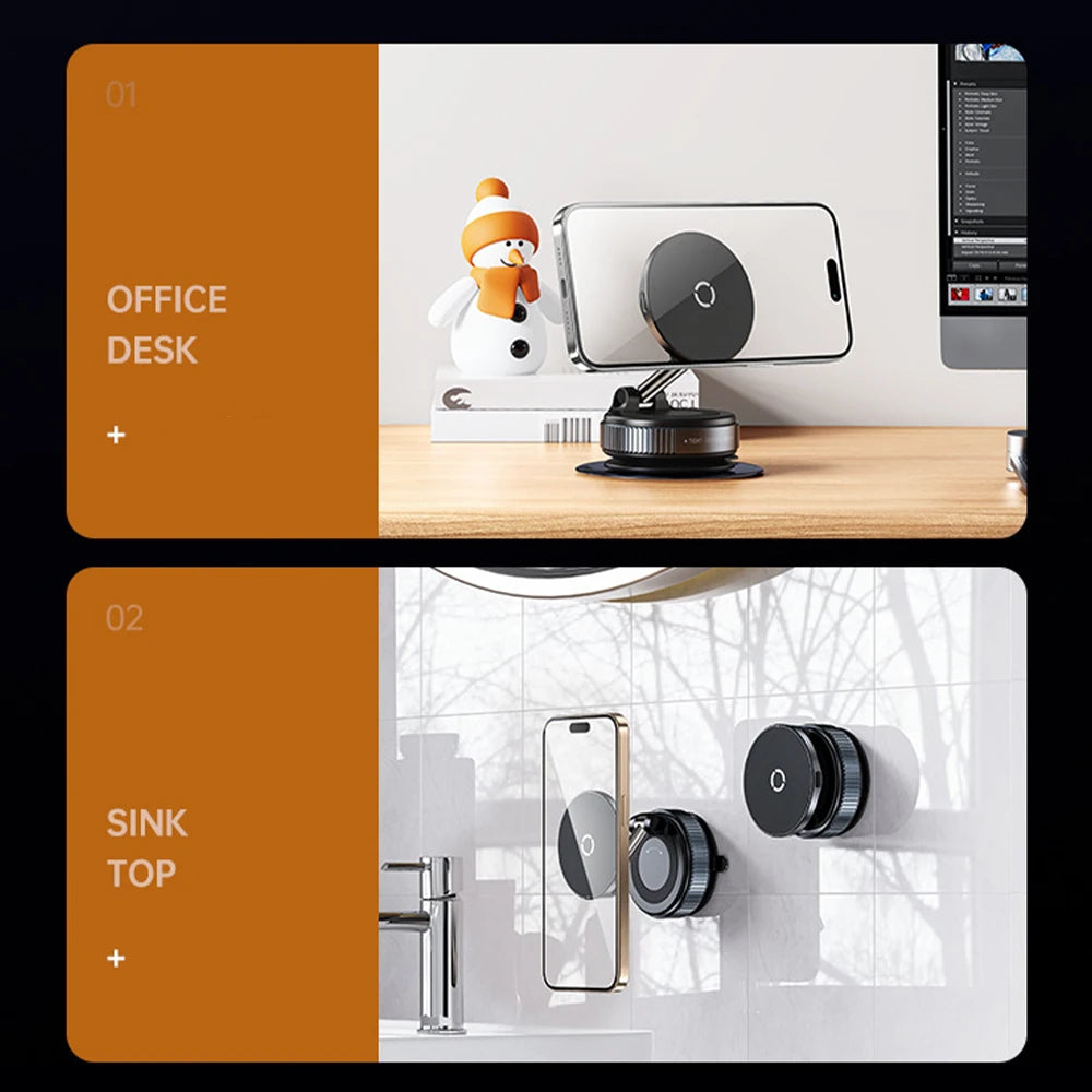 New Magnetic 15W Wireless Charger Car Phone Holder 360 Degree Rotation Foldable Suction Cup Navigation Phone Holder Bracket