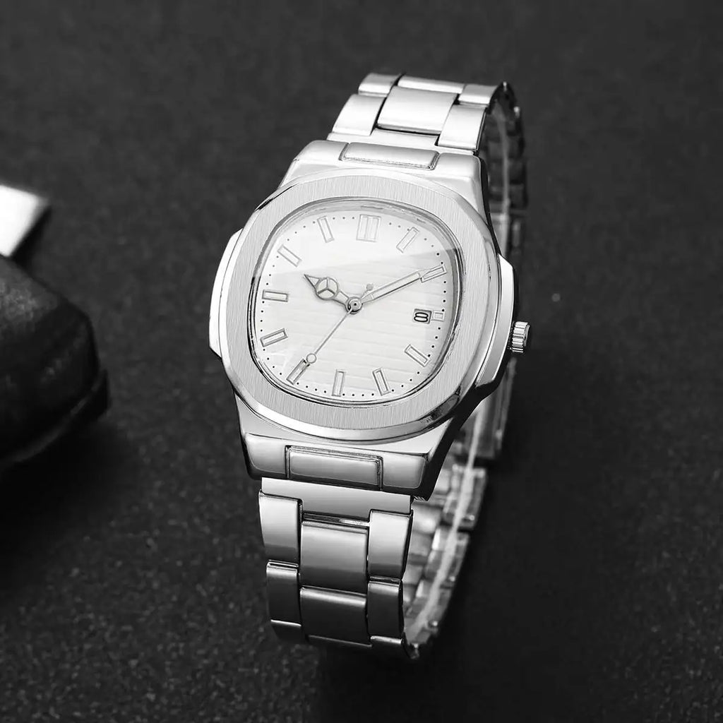 Luxury Men Business Watches Fashion Square Dial Stainless Steel