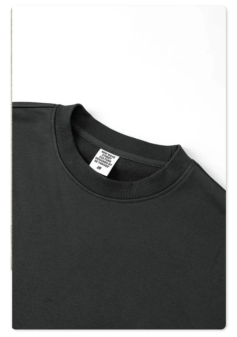 ZODF Fashion Autumn Men Solid 360gsm Sweatshirt Unisex Solid Loose Sport O Neck Pullovers Brand Clothes HY0938