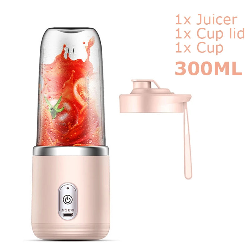 Juicer Cup Set Portable Mixer with 6 Blades Mixer Machine Automatic Smoothie Blender Lemon Orange Fruit Squeezer Travel