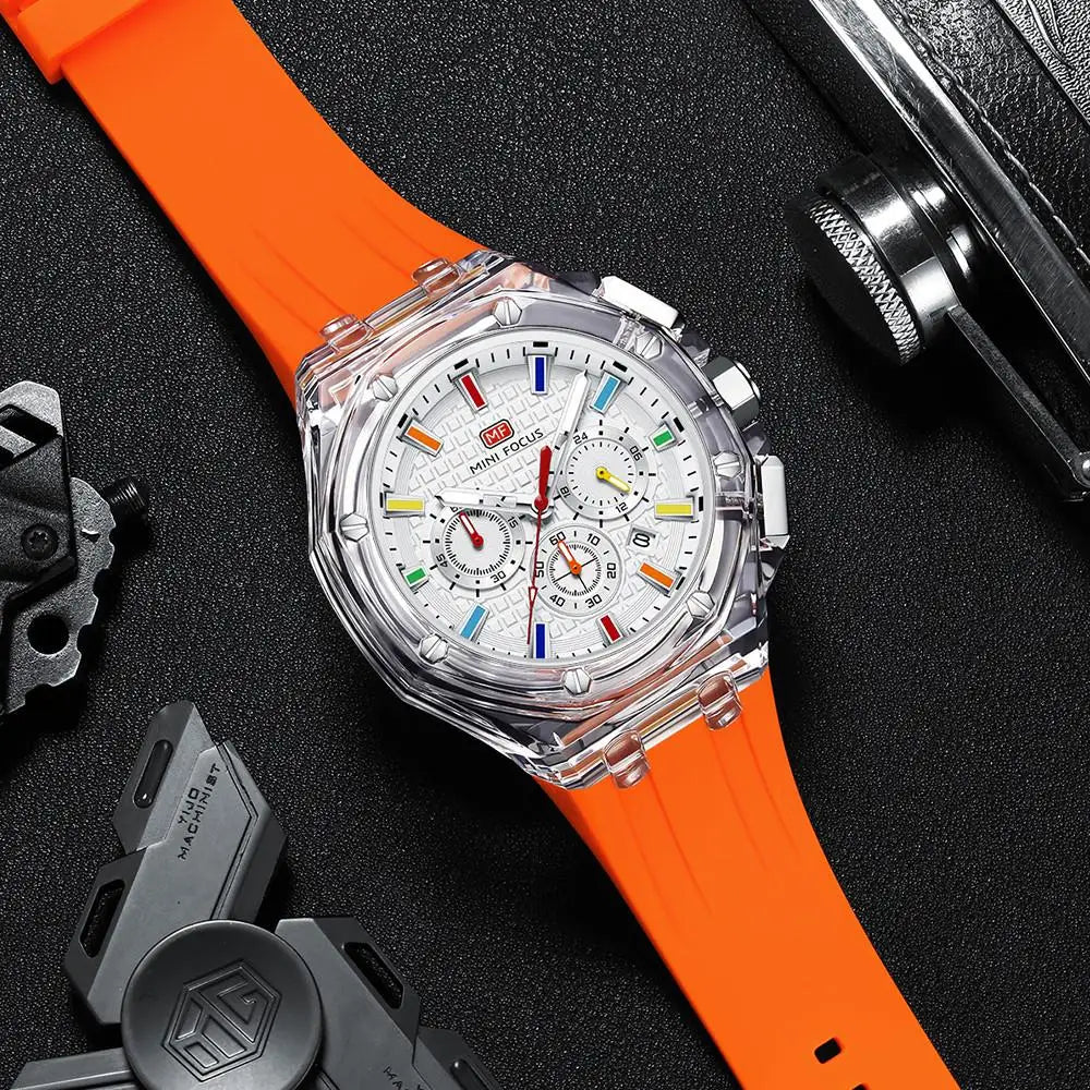 MINI Focus Men's Ultra-light Octagonal Quartz Watch Transparent