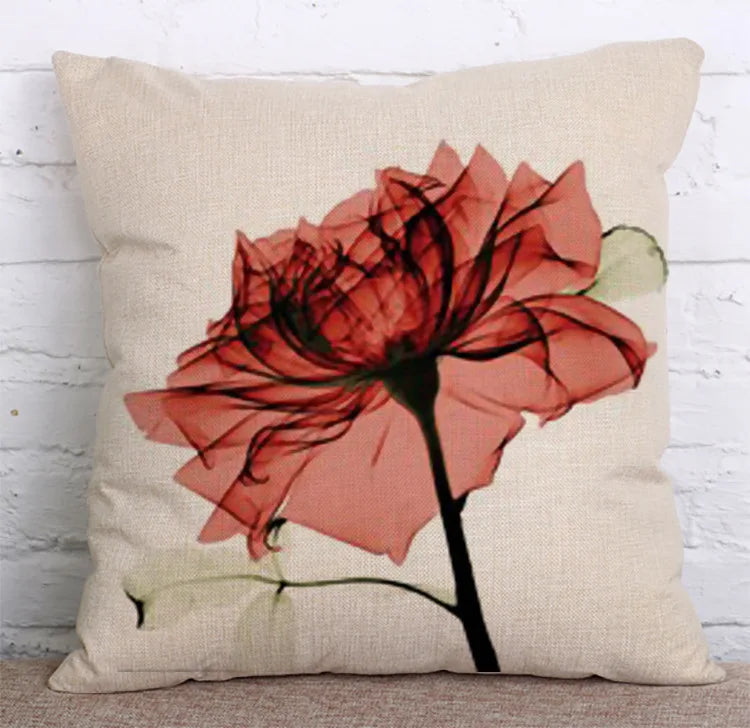 Colorful Flowers Printed Decorative Throw Pillow Floral Plant Cushion Cover Decoration Home Textile For Sofa Home