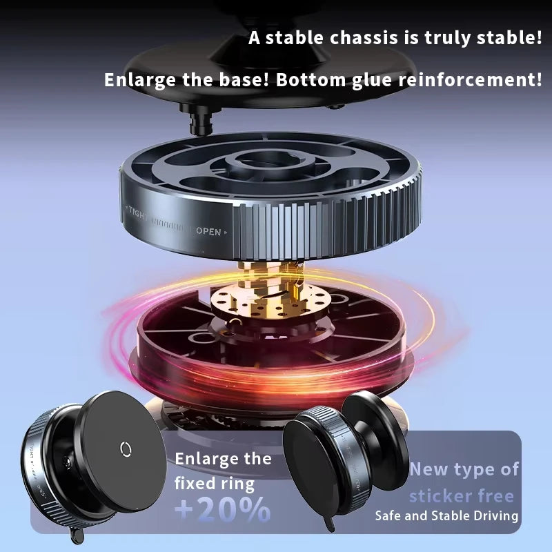 Universal Car Phone Holder Vacuum Suction Cup Strong Magnetic Adsorption 360°Phone Bracket For Gym Kitchen Car Navigation Stand