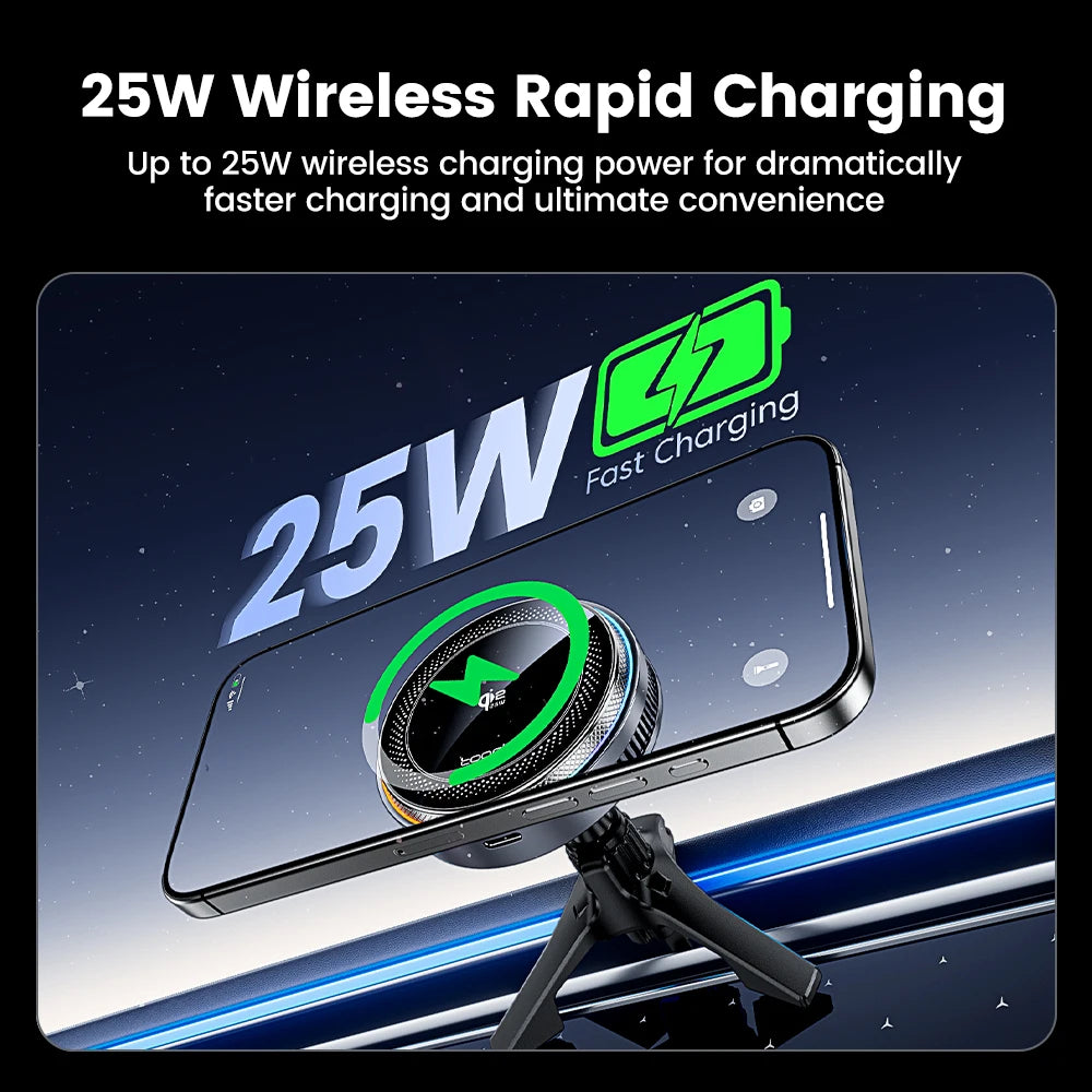 Toocki Qi2.2 25W Car Wireless Charger Phone Holder Stand TEC Cooling for iPhone 17 16 15 Pro Max Smasung S26 S25 Magsafe Charger