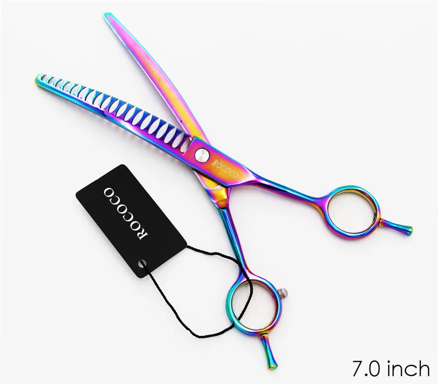 Professional 8 inch 7 inch 6.5" High Quality Pet Dog Grooming Scissors Curved Shark Thinning Shears Cat Dog Barber Scissors