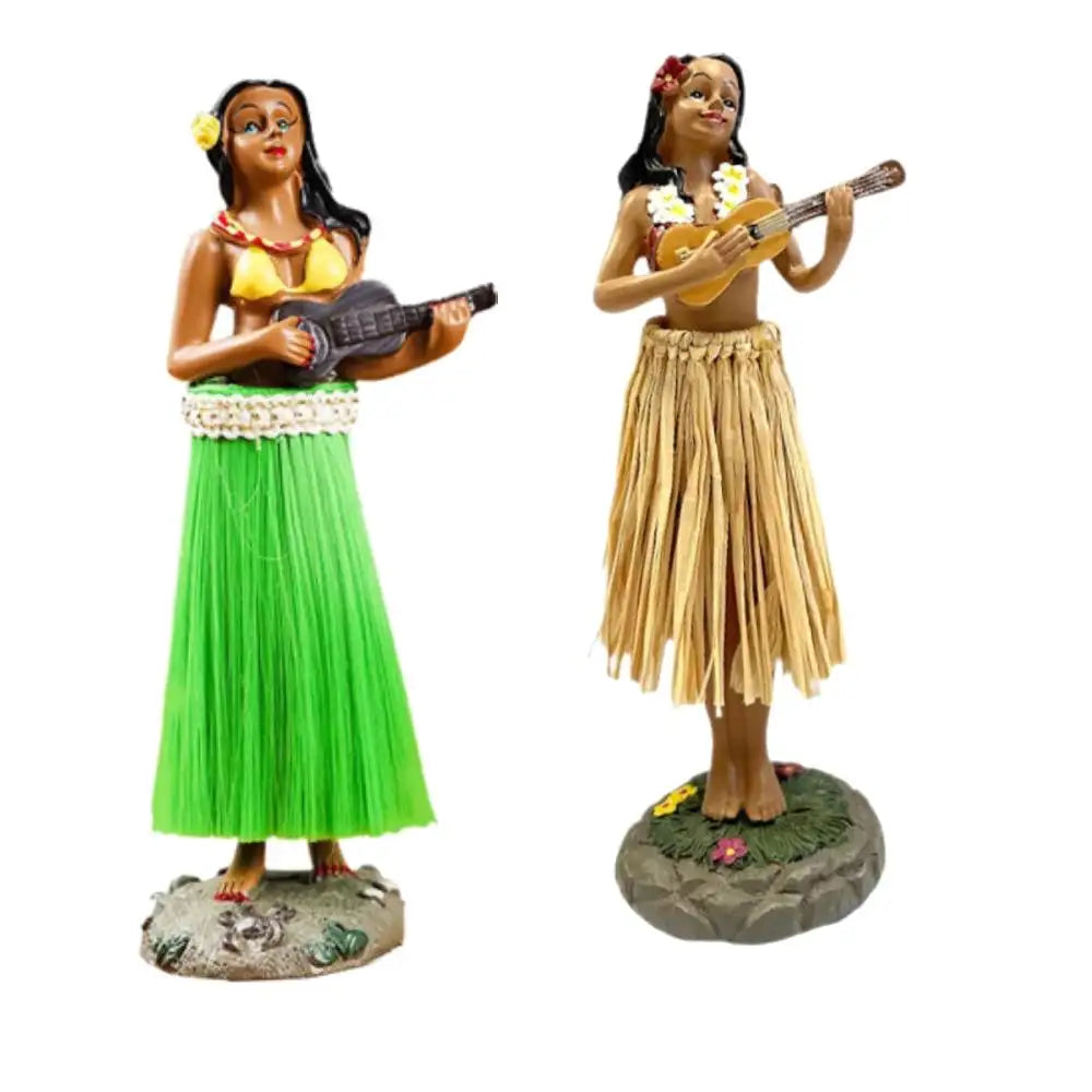 Hawaiian Hula Girl Dashboard Doll with Ukulele for Car Dashboard Collection Figurines Gifts Home Decor Mini Size Doll Dashboard