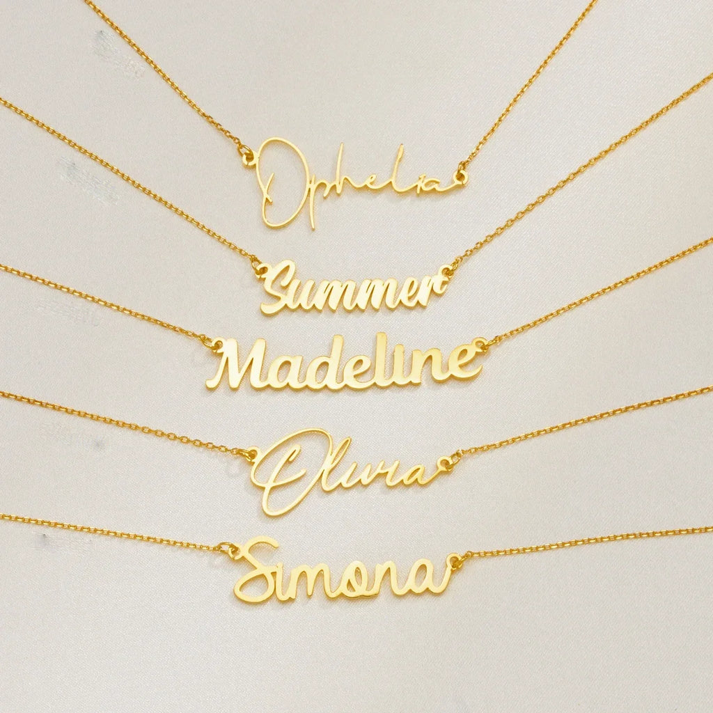 Custom Name Necklace for Women Personalised Cursive Letter Pendant