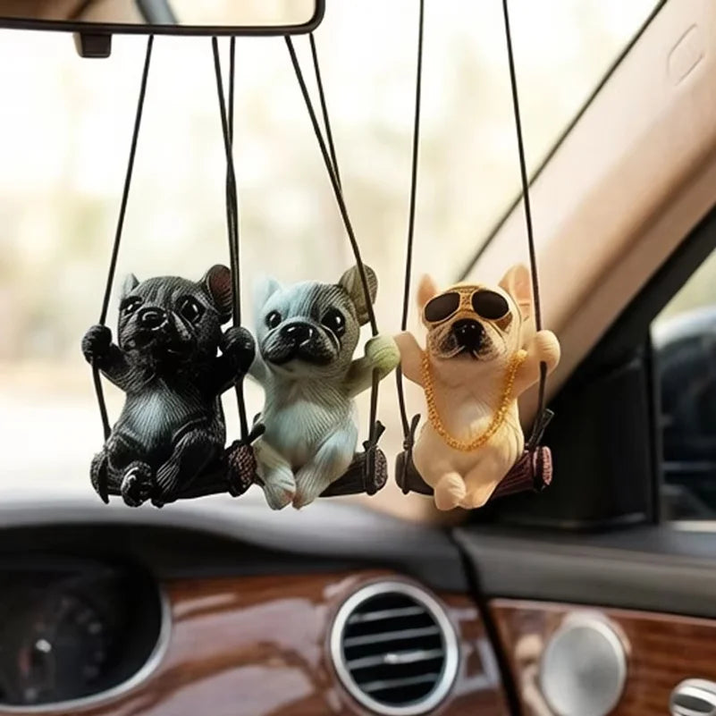 Resin Bulldog Auto Rearview Mirror Ornament Car Interior Decoration