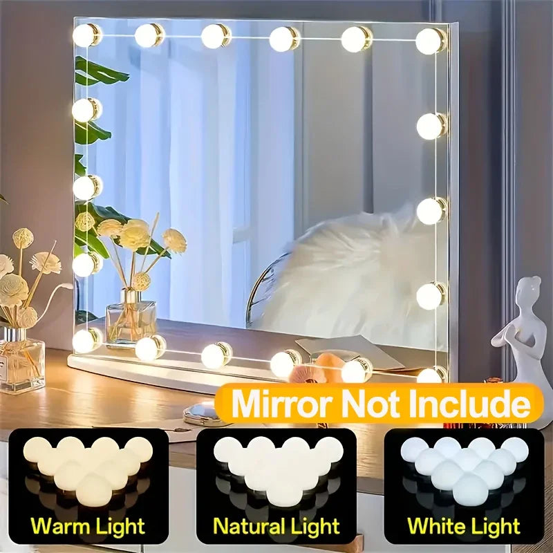 Hollywood Vanity Mirror Lights Kit with 10/12 Dimmable Bulbs LED Makeup Lighting Strip for Dressing Table Plug in Power Supply