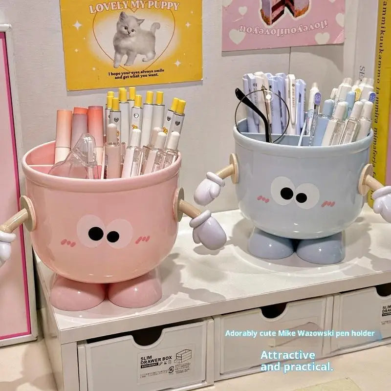 Creative Big Eyes Pencil Holder With Hook Table Stationery Storage Box Pen Holder Rack Student Children Girls Desk Organizer