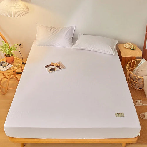 100% Cotton Mattress Covers Air-Permeable Anti-Pull Fitted Sheet No Pillowcase Elastic Bands Non Slip for Single Queen King Bed