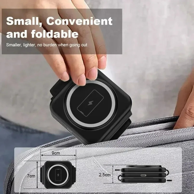 3 In 1 Magnetic Wireless Charger 30W Fast Charging Station Pad Foldable Phone Chargers Stand for iPhone 16-12 IWatch 8 7