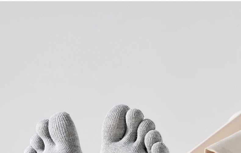 3/5 Pairs Men's Toe Socks Mid-Calf 100% Cotton Mesh Breathable Anti-bacterial Anti-odor Split Toe Socks for Daily & Sports