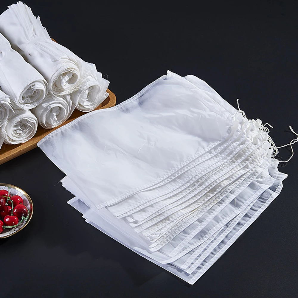 100 Mesh Soy Milk Wine Filter Bag Nut Milk Bag Coffee Tea Oil Yogurt Filter Net Mesh Food Reusable Nylon Filter Strainer