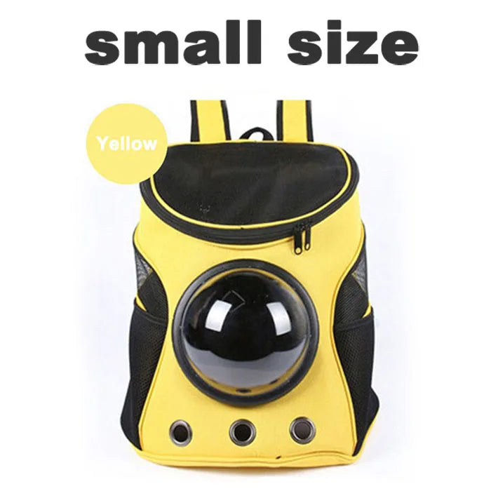 Fat Cat Backpack Carrier Denim Pet Backpack with Space Capsule Bubble for Small Medium Cats Puppy Dog Backpack for Travel Hiking