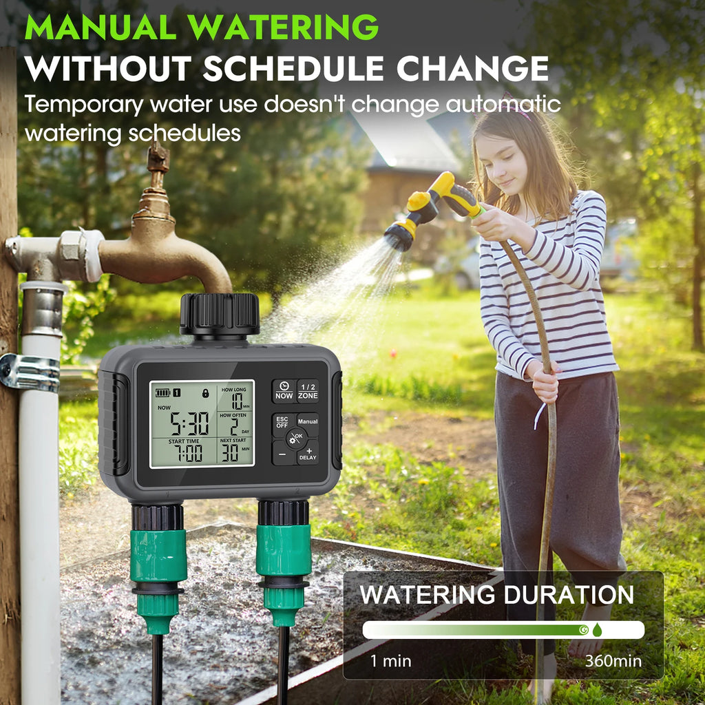 Insoma 2-Zone Sprinkler Timer Programmable Garden Hose Timer Water-Saving