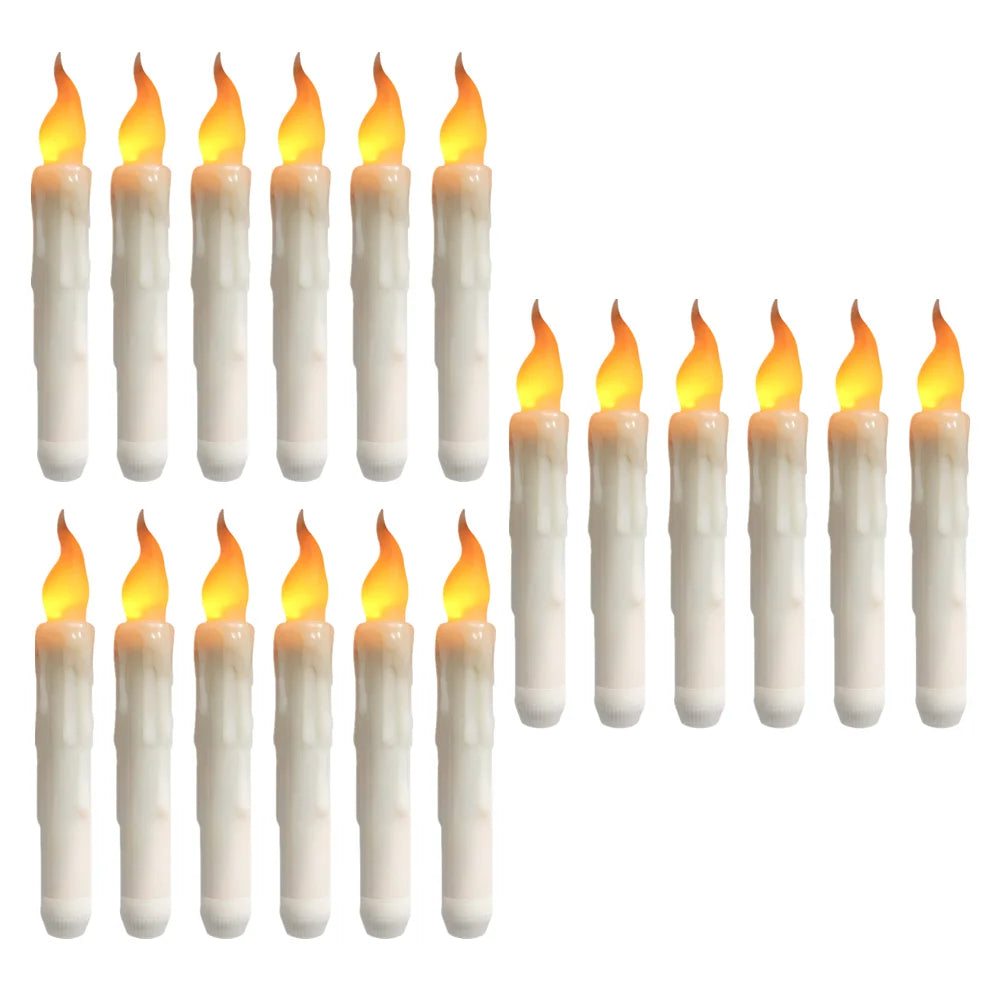 LED Flameless Taper Candles 6.5/11" Battery Operated Fake Flickering Candlesticks Electric Long Candles for Wedding Home Decor