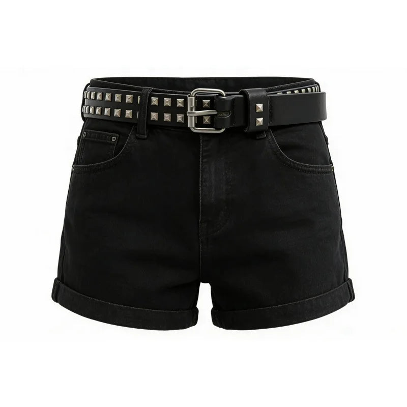 Fashion Square Bead Rivet Belt Metal Pyramid Belt Men and Women