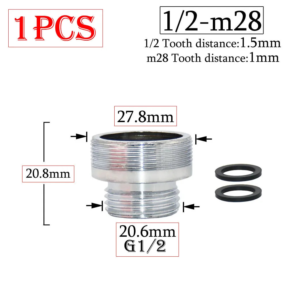 Brass 1/2 x M16 M18 M20 M22 M24 M28 Thread Connector Silver Faucet Joints Water Purifier Accessory Kitchen Water Tap Adapter