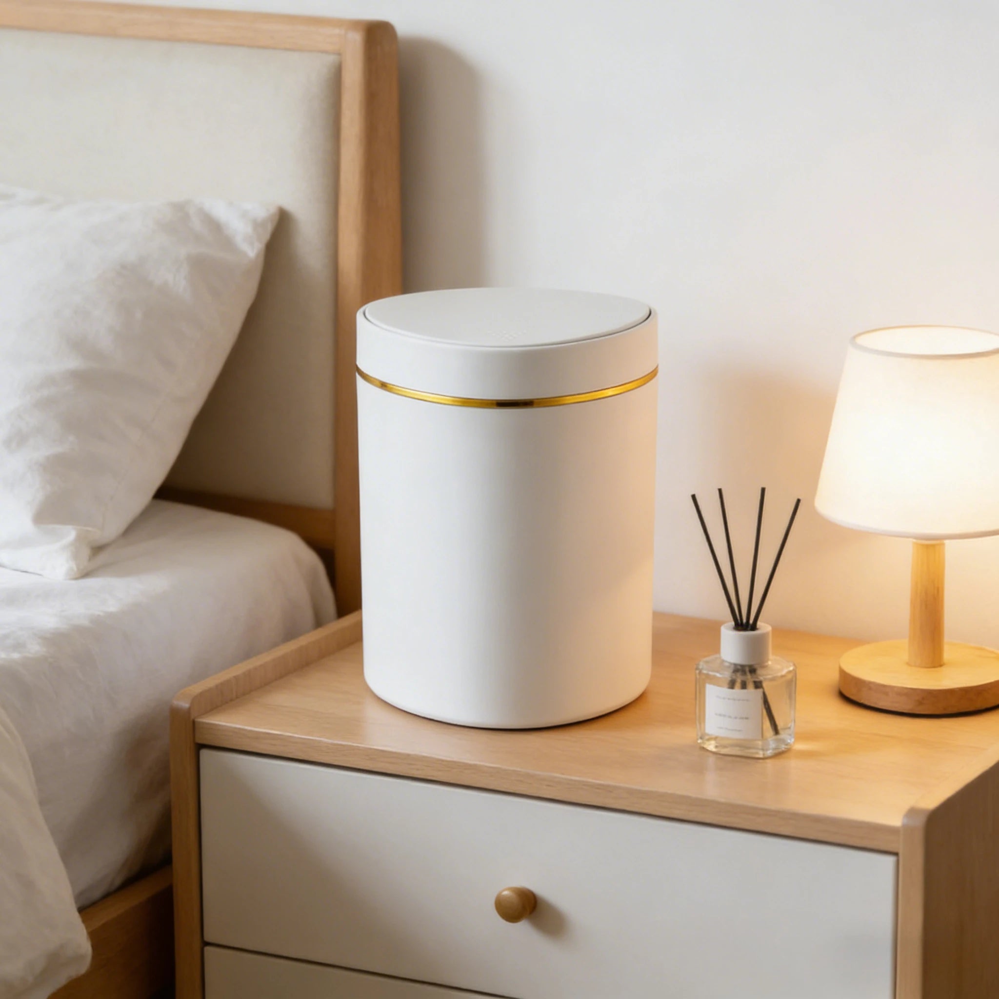 Small Trash Can with Lid Plastic Press Type Step On Wastebasket for Office Dorm Bedroom Bathroom Kitchen Car Desktop