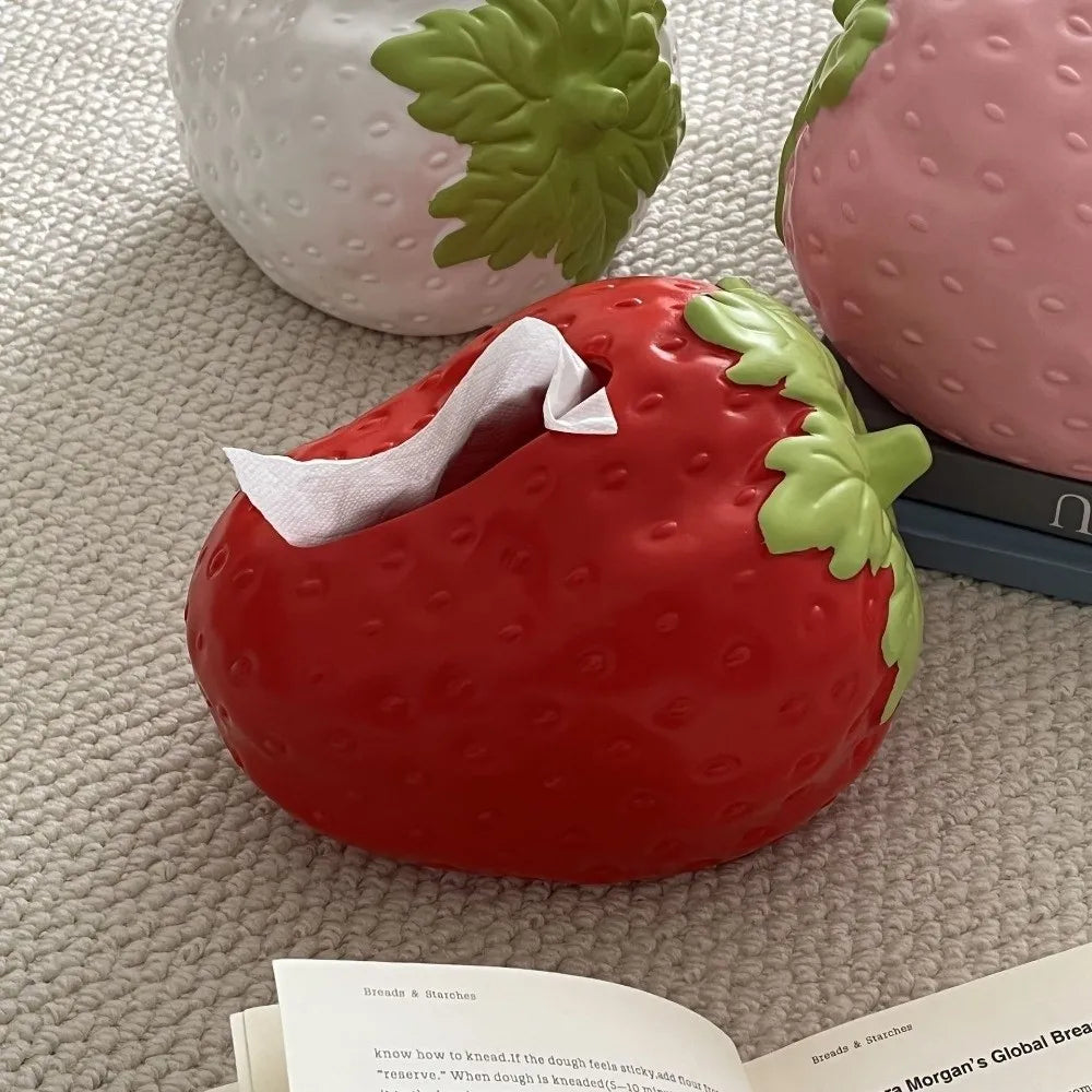 Creative Cute Strawberry Tissue Box Universal Napkins Box Plastics Paper Towel Case Bedside Table Large Capacity