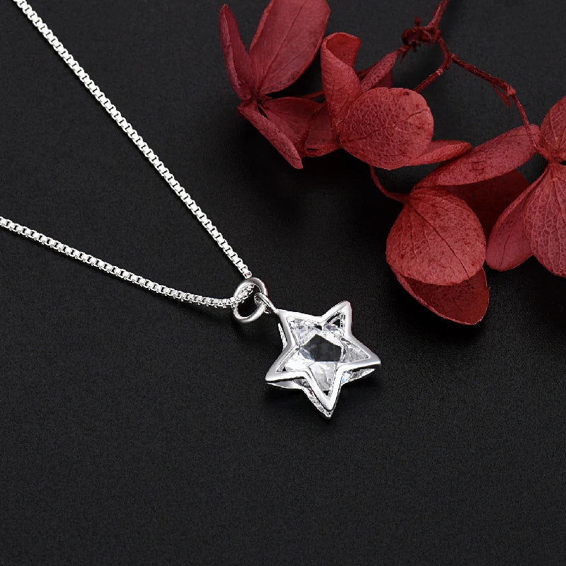 Arrive 40-60cm 18K Gold Crystal Star Charms Necklace Box Chain for