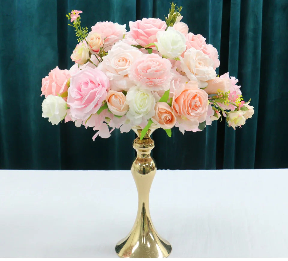 White Wedding Backdrop Decor Rose Floor Flower Runner Event Table Centerpieces Ball Pink Floral Strip Arrangement Party Props