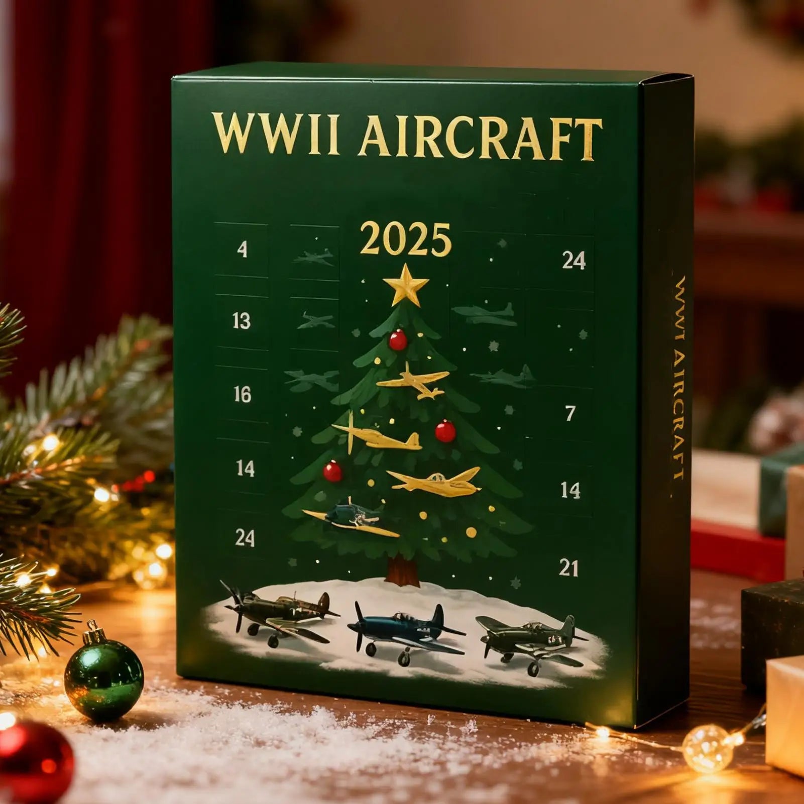 Christmas Countdown Calendar 24 Days Aircraft Calendar Advent With 24 2D Warbirds Christmas Pendant Acrylic Decorative Charm