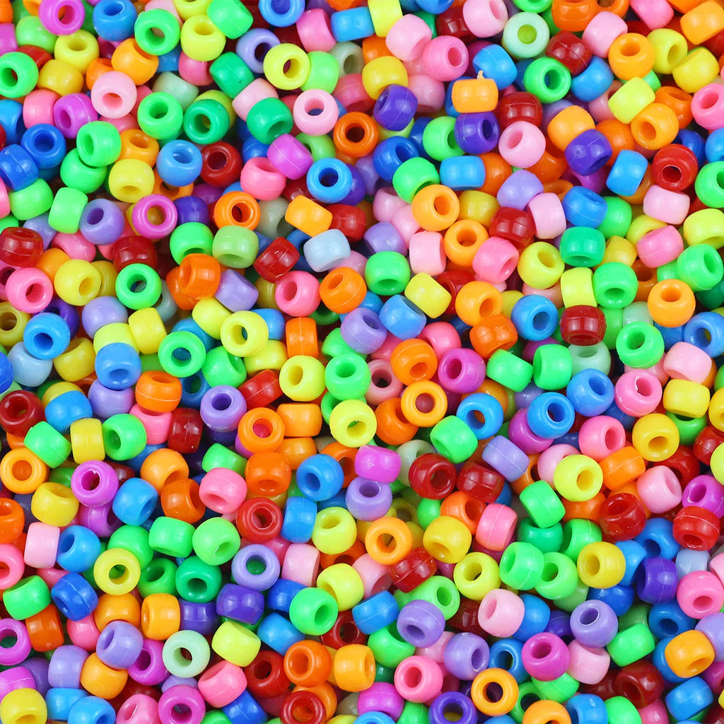 100/200/400pcs 6x9mm Solid Color Large Hole Pony Beads DIY