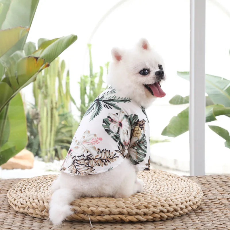 Hawaiian Beach Style Dog T-Shirts Thin Breathable Summer Dog