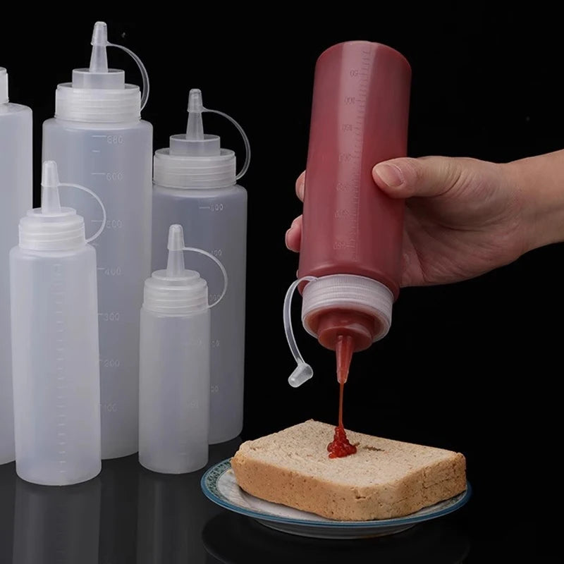 Large Squeeze  Condiment Squeeze Bottles Hot Sauces Olive Oil Bottles Ketchup Mustard Dispensers Kitchen Accessories Gadgets