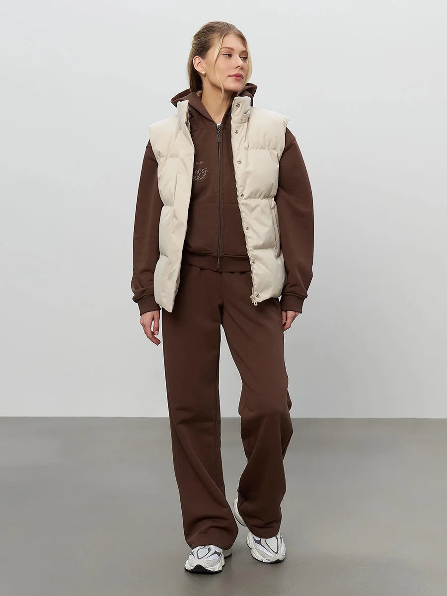 Sumuyoo Short Zipper Hoodie Set Women's 2025 Autumn Winter Casual Sports Hoodie Sweatshirt Wide Leg Pants 2 Piece Set