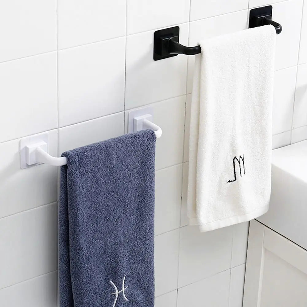 Kitchen Bathroom Wall Bath Towel Holder Rail Rack Self Adhesive Towel Rod Bar Portable Useful Household Gadget