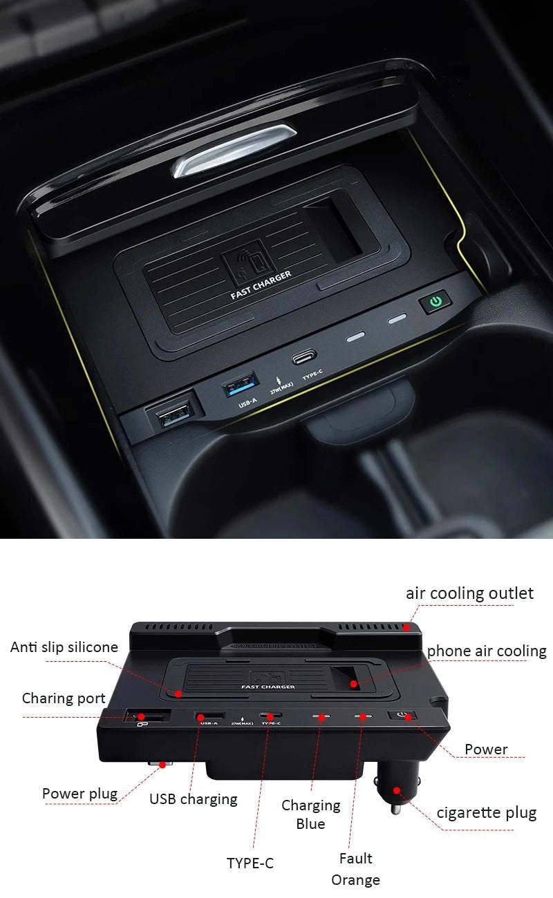 Wireless Charger For Mercedes Benz A/B GLB CLA GLA Class W177 W247 X247 AMG A35L Mobile Phone Type-c/USB Charging Accessories