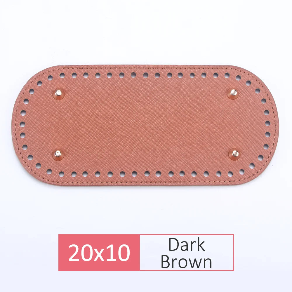 QJH 1 Pcs PU Leather Oval/Round Long Knitting Crochet Bags Bottom for Thick Yarn DIY Weaving Supplies Home Decor Purse Making