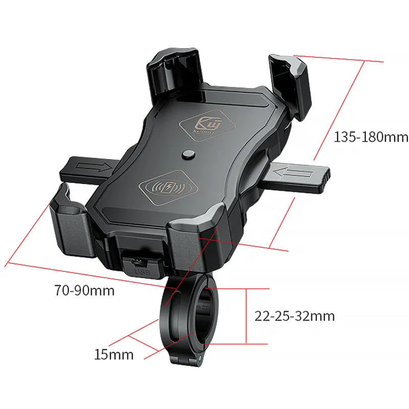 Motorcycle Mobile Phone Holder Mount with QC 3.0 USB Qi Wireless Charger for Scooter Motor Motorbike Smartphone Support Bracket