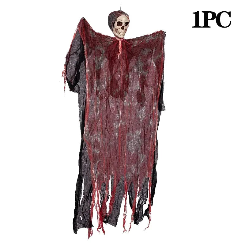 Scary Halloween Hanging Ghost Skull Halloween Party Decoration Hanging Grim Reaper Garden Bar Haunted House Skeleton Prop