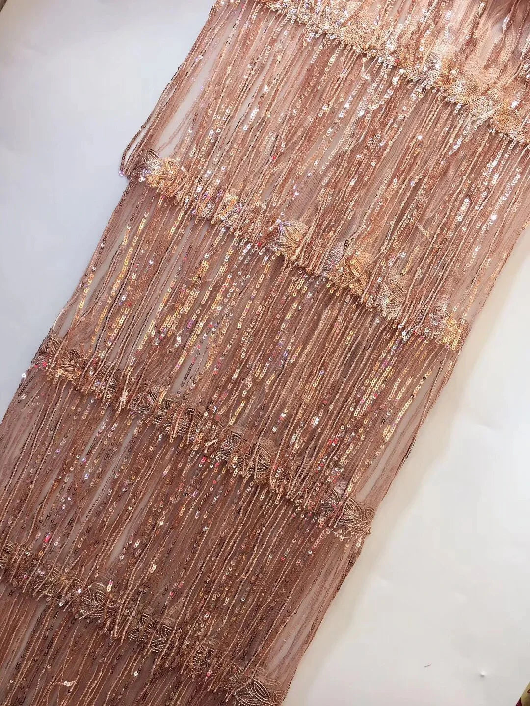 Latest 3D Tassel Sequined Lace African Lace Fabric 2024 High Quality Net Nigerian Lace Fabrics 5 Yards for Women Party Dresses