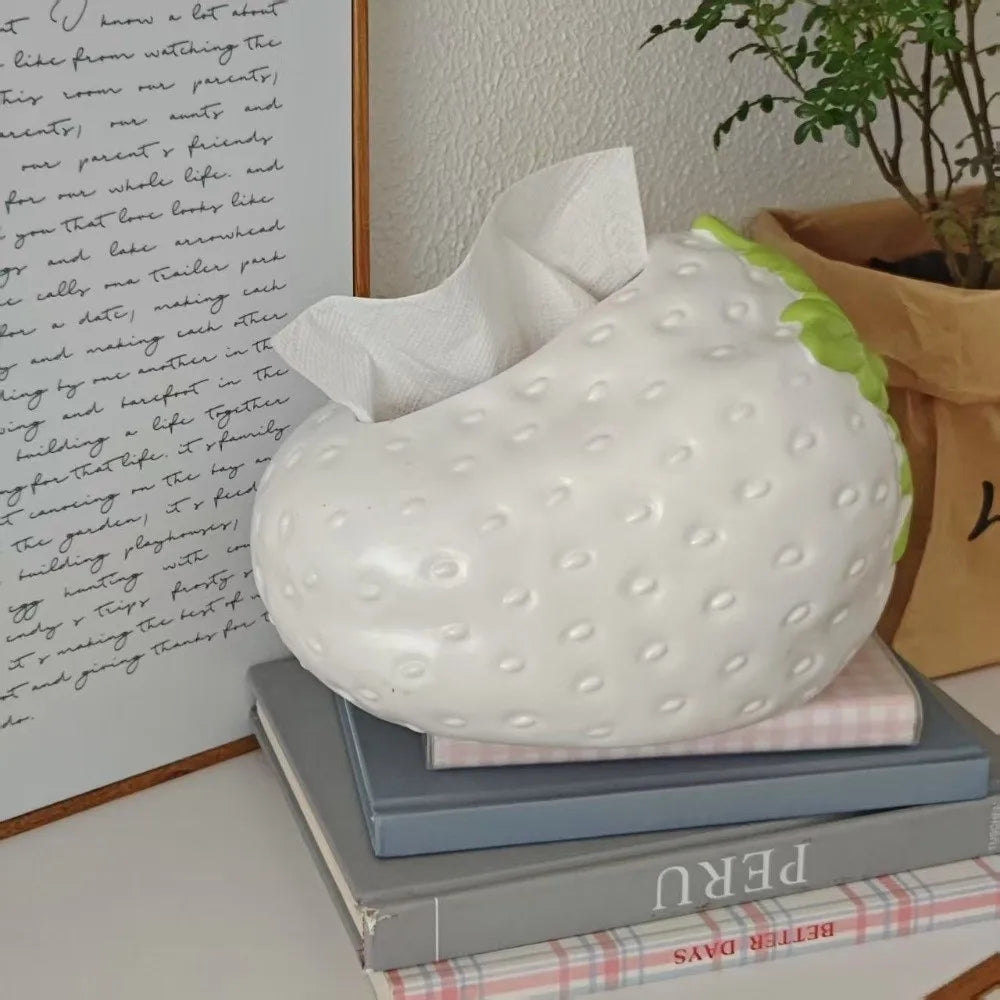 Creative Cute Strawberry Tissue Box Universal Napkins Box Plastics Paper Towel Case Bedside Table Large Capacity