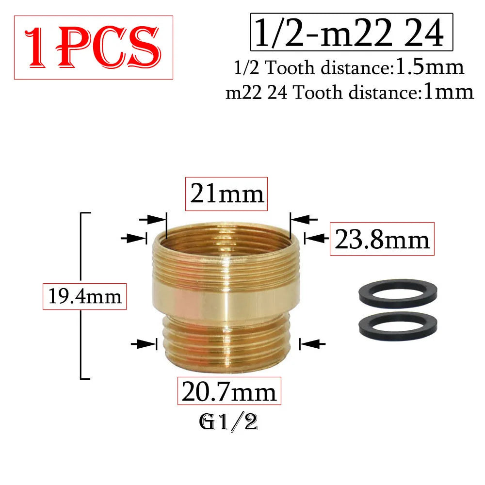 Brass 1/2 x M16 M18 M20 M22 M24 M28 Thread Connector Silver Faucet Joints Water Purifier Accessory Kitchen Water Tap Adapter
