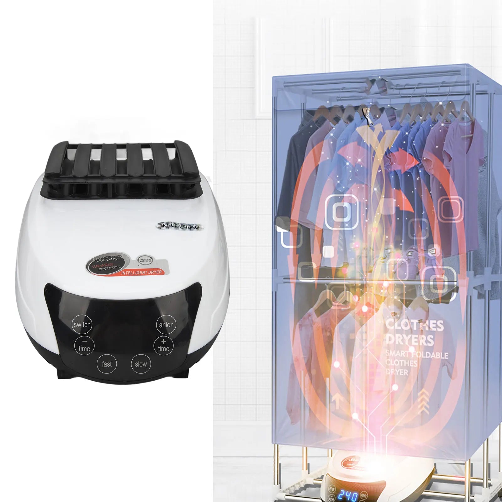 Clothes Dryer White Clothes Dryer Machine Six Buttons Host US 110V Timing Silent  with Remote Control for Home