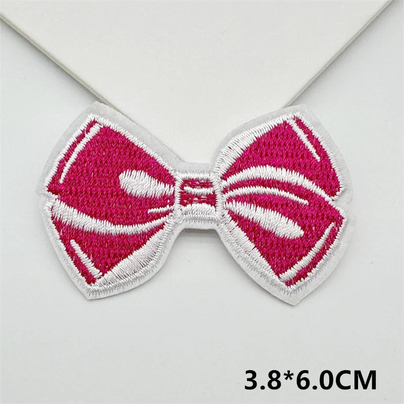 Cartoon Embroidery Sticker Decorative Ironing Sticker Sewing DIY Pink Bowknot Clothing Shoes Hat Bag Patch