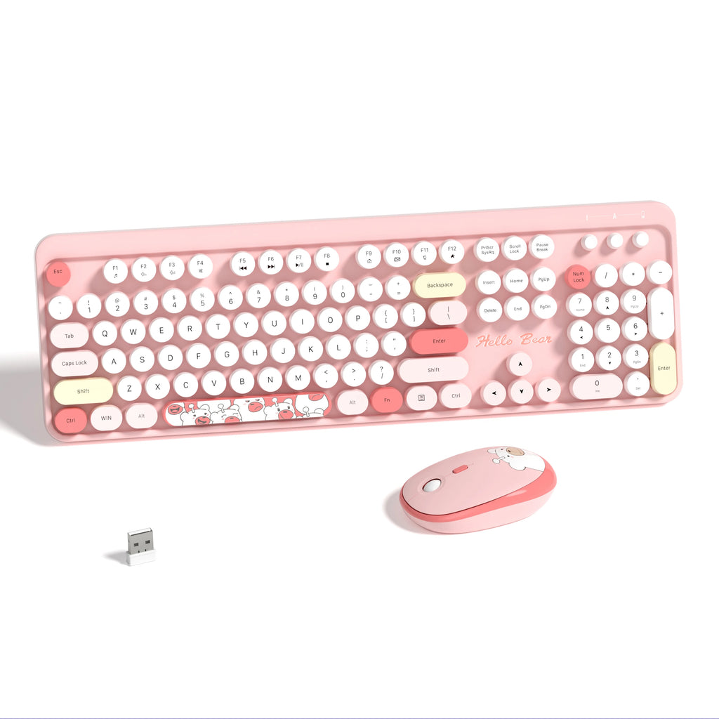 GEEZER Cute Bear Wireless Keyboard Mouse Combo
