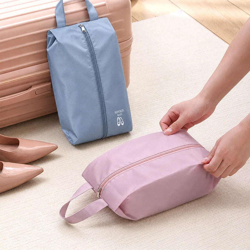 Portable Waterproof Shoe Bag Dual Compartments Zipper Shoe Organizer