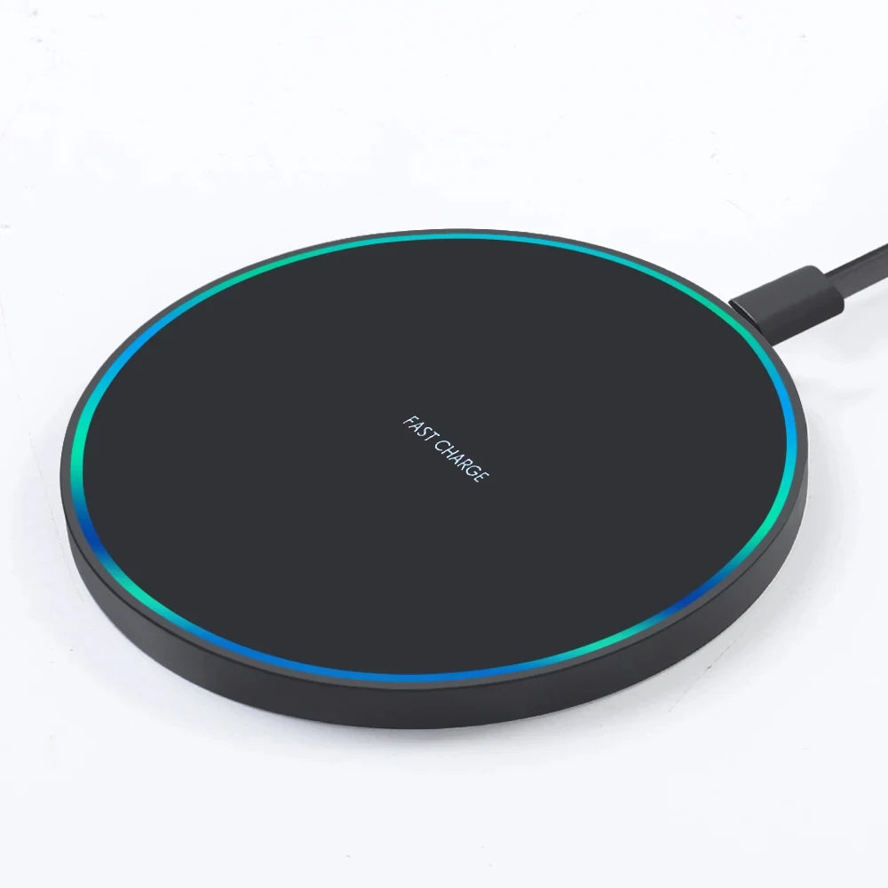15W Wireless Charger Pad Stand for iPhone 17 16 15 14 13 12 XR Samsung S22 S21 Xiaomi Phone Chargers Fast Charging Dock Station