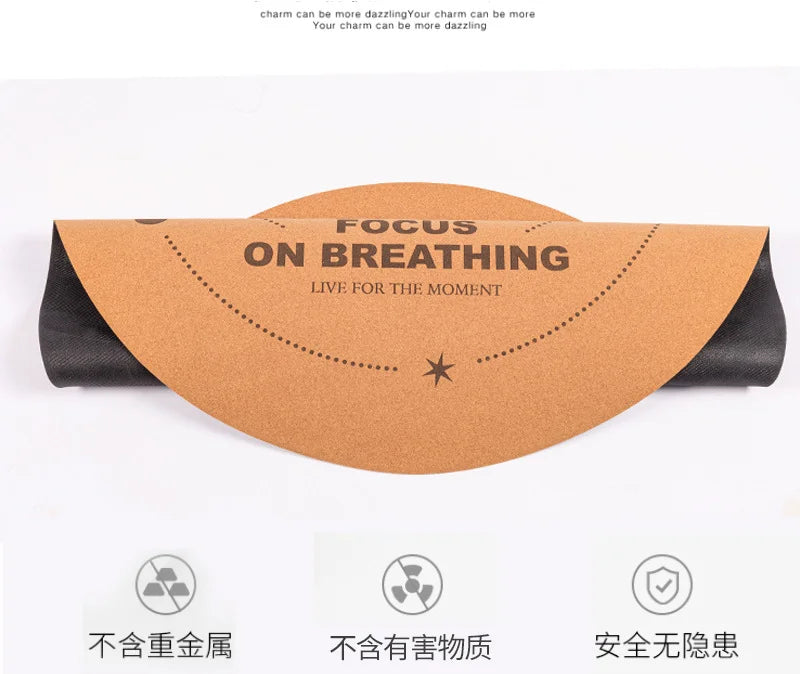 68cm Cork Natural Rubber Mat 5mmThickened Meditation Cushion Sitting Cushion Round Flat Yoga Mat Sweat-absorbent Breathable