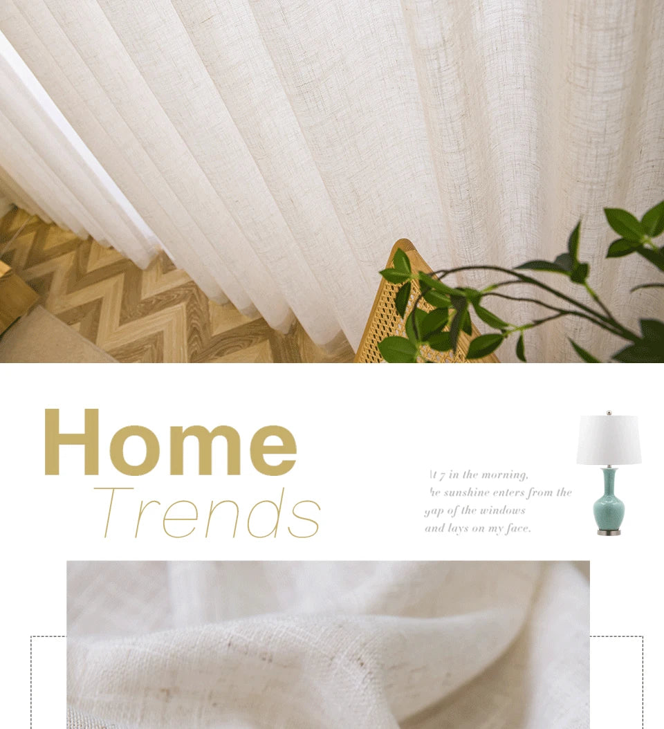 Thick Linen Look Sheer Curtains for Living Room Tulle Curtains for Bedroom Window Kitchen Door Curtain Short Rideaux Chambre