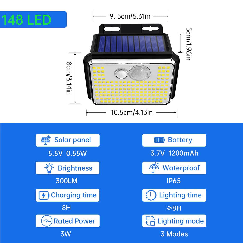 IP65 Waterproof Solar Outdoor Garden Lights Super Bright 148
