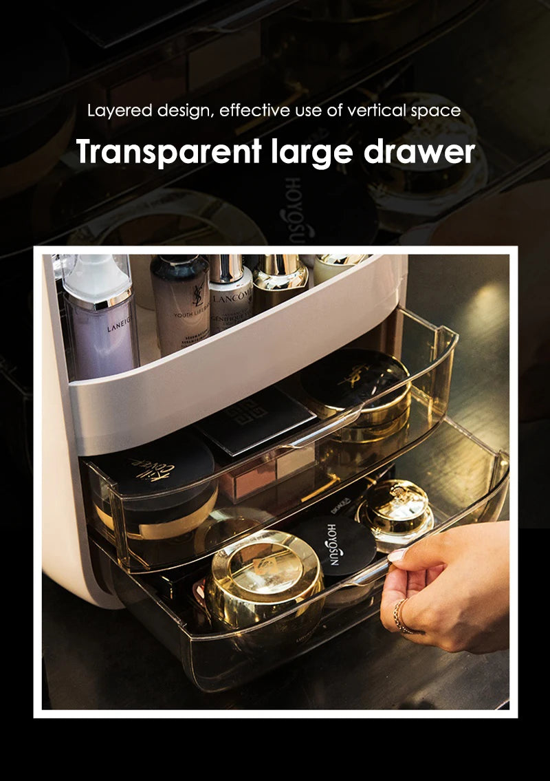 Cosmetic Storage Box Home Large Capacity Desktop Dustproof Dressing Table Lipstick Skin Care Luxury Storage Box Makeup Organizer
