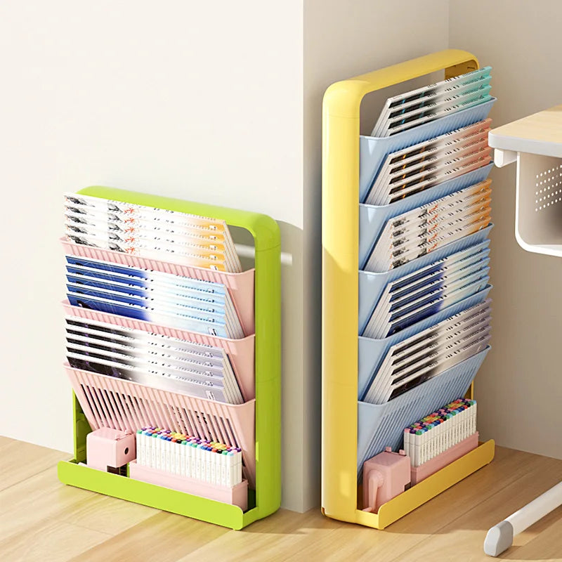 UFORU Dopamine Study Desk Organizer – Large Capacity Side-Mounted Bookshelf for Textbooks & Magazines